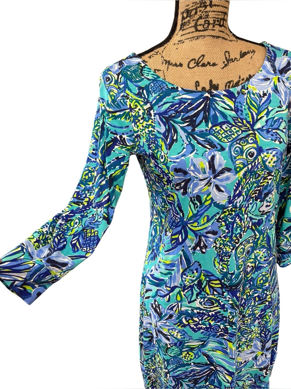Lilly Pulitzer Hollee Dress Sneak A Break Floral Bennett Blue Cutout Size Small - Picture 5 of 10
